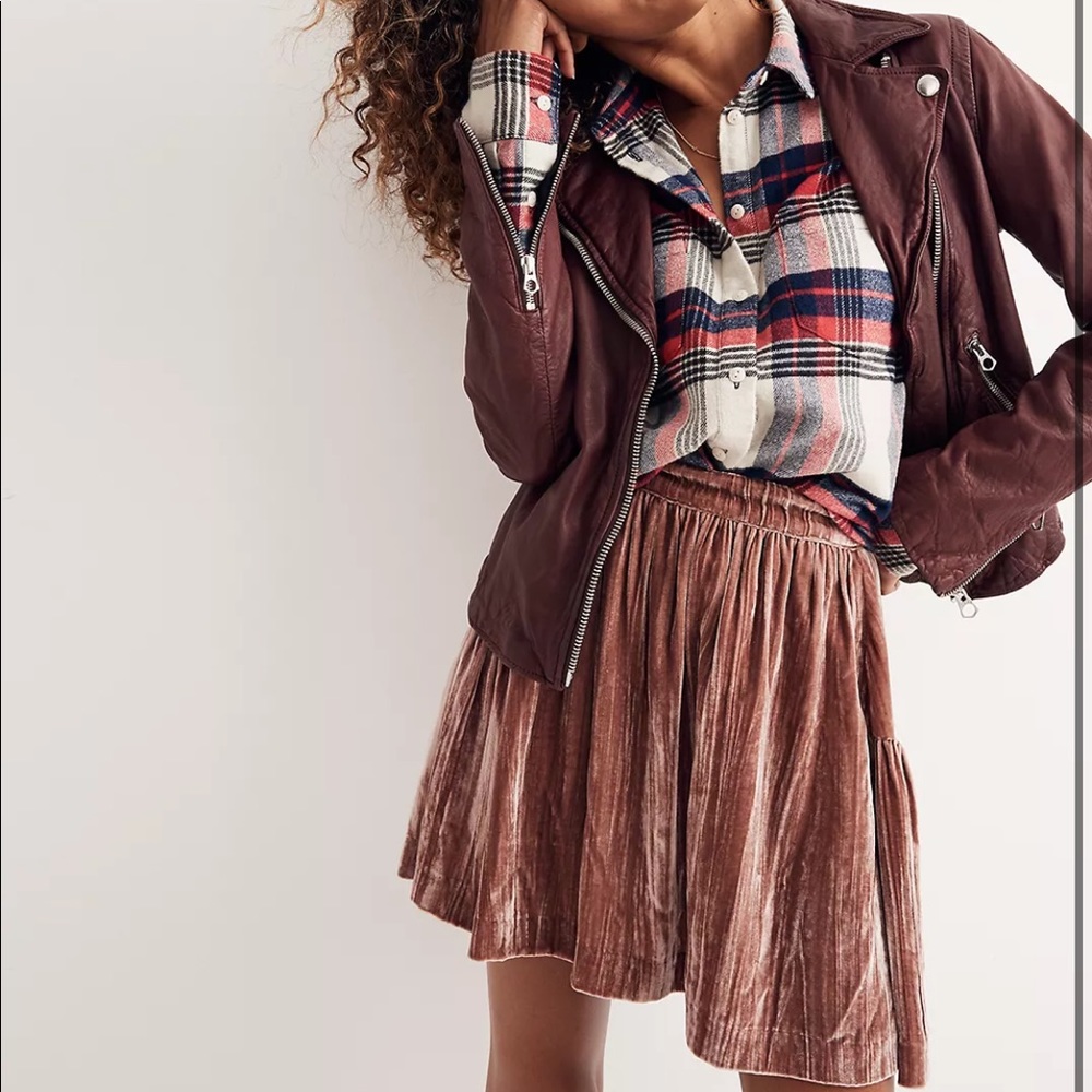 NWT Madewell Crushed Velvet Mini Skirt